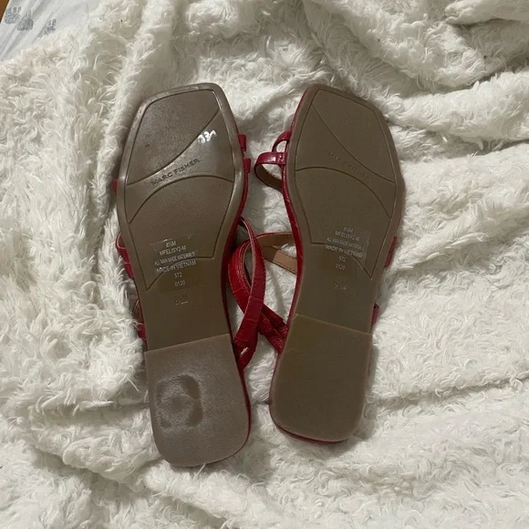 Marc Fisher Croc-Embossed Red Sandals - Picture 7 of 10